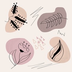 Set of Vector Abstract Brush Strokes, Hand Drawn Design Elements, Organic Shapes, Abstract Backgrounds