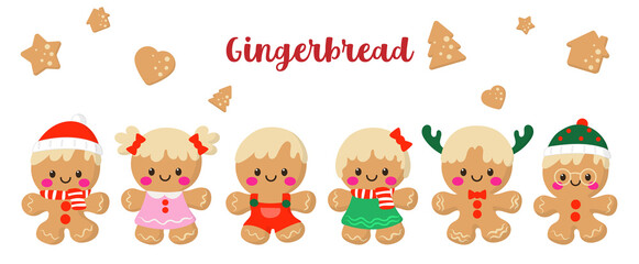 Gingerbread Flat Clipart, Merry Christmas