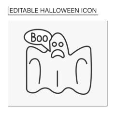  Ghost line icon. Scared character. Spirit of a dead person. Halloween concept. Isolated vector illustration. Editable strok