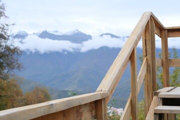 wooden bridge in the mountains