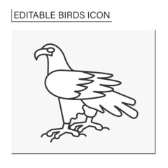 Eagle line icon. Bird of prey with large, hiked beak, powerful talons, and strong legs.Birds concept. Isolated vector illustration. Editable stroke