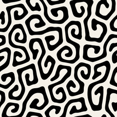 Vector seamless pattern. Abstract striped texture with bold monochrome waves. Creative background with zigzag blots. Decorative design with distortion effect.