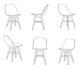 Vector modern chair with different views