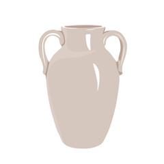 Ceramic vase vector stock illustration. Greek ancient jug. Tableware for flowers. An interior item. Isolated on a white background.