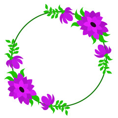 Elegant color round flower frame. Design element for advertisements, flyer, web, wedding and other invitations or greeting cards