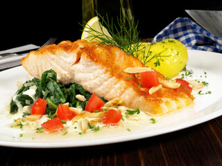 Salmon with Spinach and Potatoes - Fish Fillet
