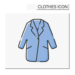 Fashion color icon. Comfortable warm winter coat. Outerwear. Clothes concept. Isolated vector illustration