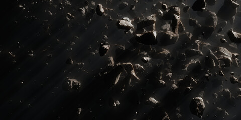 Asteroid field with volumetric light ray in deep space panoramic With Abstract Light Rays