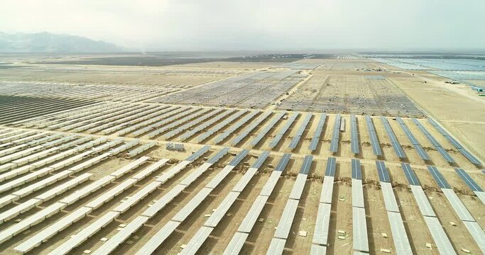 Aerial photography of solar photovoltaics in desert areas