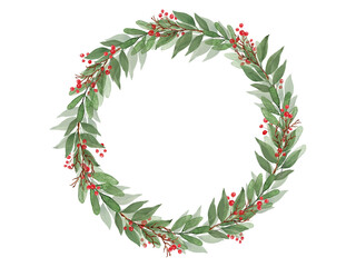 Christmas New Year Wreath mistletoe over white background - Christmas celebration decoration object concept