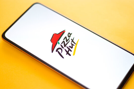 West Bangal, India - October 09, 2021 : Pizza Hut logo on phone screen stock image.