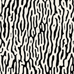 Vector seamless pattern. Abstract striped texture with bold monochrome waves. Creative background with zigzag blots. Decorative design with distortion effect.