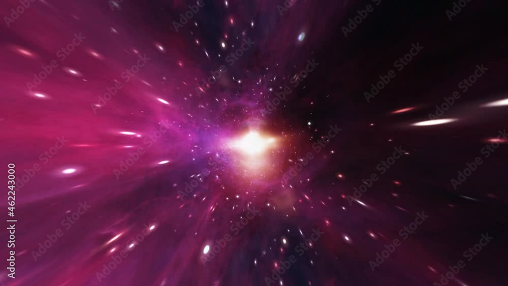 Poster abstract interstellar flight, time travel jump in colorful hyper space burst warp.4k 3d seamless loo