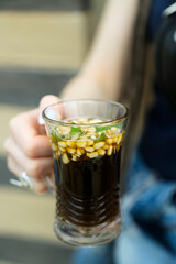 Traditional Tunisian mint tea with nuts
