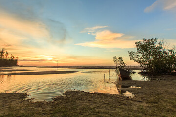 Beautiful sunset over South China Sea from Kuala Penyu Sabah, Borneo Malaysia