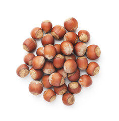 Pile of hazelnuts isolated on the white