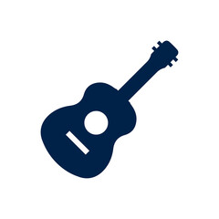 Acoustic guitar icon logo template isolated on white background.