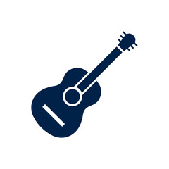 Acoustic guitar icon logo template isolated on white background.