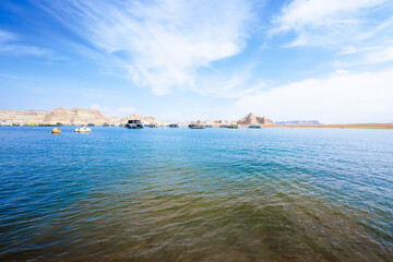 Lake Powell, Southern Utah. Sunny day, clean water, and beautiful sky