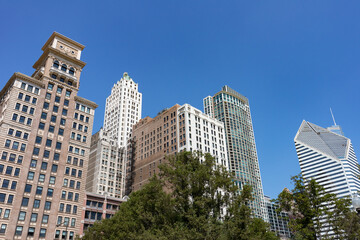 Fototapeta na wymiar Beautiful Skyscrapers along Michigan Avenue in Downtown Chicago