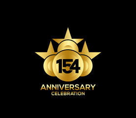Obraz premium Happy Anniversary of, 154 Years, Bright Color Star Design Shape element, ceremony party Presentation