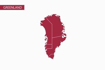 Greenland red map detailed vector.