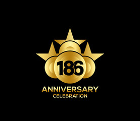 Happy Anniversary of,  186 Years, Bright Color Star Design Shape element, ceremony party Presentation