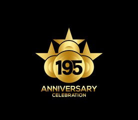 Happy Anniversary of,  195 Years, Bright Color Star Design Shape element, ceremony party Presentation