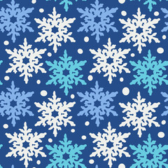 Naklejka na ściany i meble Vector seamless pattern with different colors snowflakes. Contrast design.