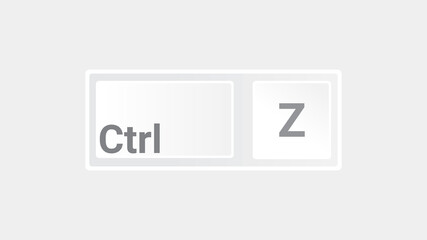 Ctrl Z keyboard key, copy and paste the key shortcut. Computer icon on gray background