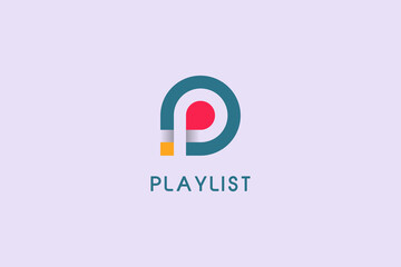 letter P isolated circle for music play list logo design, usable logo for music app , content creator, social media chanel , business , technology logo design template
