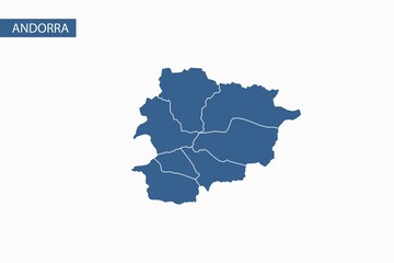 Andorra blue map detailed vector.