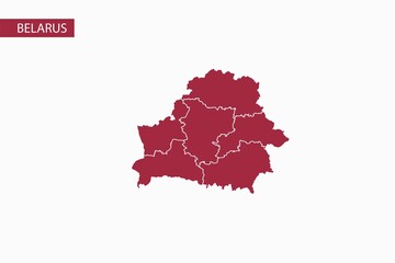Belarus red map detailed vector.