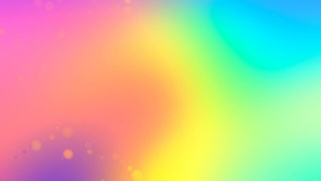 A colorful gradient animation with small orange bubbles moving on the left button corner