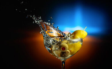 Classical martini with green olives.