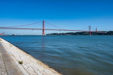 Tejo river and Tejo bridge in Lisbon