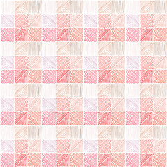 Seamless pink geometric pattern. Abstract squares with zigzags. For paper, cover, fabric and decoration