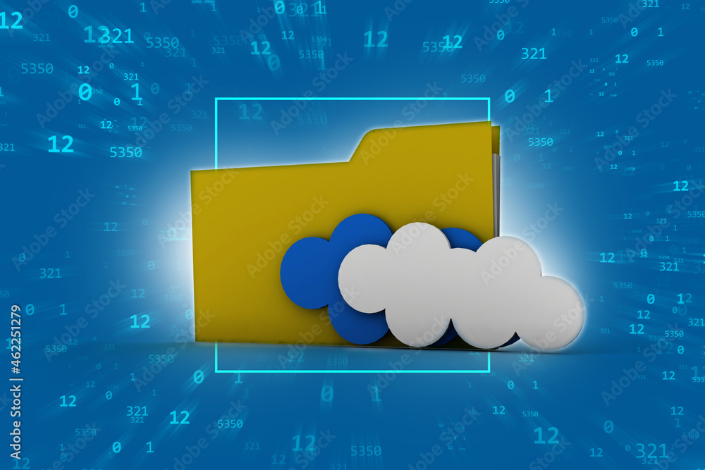 Poster 3d rendering cloud folder network