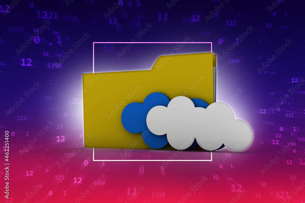Poster 3d rendering cloud folder network