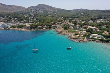 Fototapeta premium 4k Mallorca Island Spain Aerial view Alcúdia - Best beaches