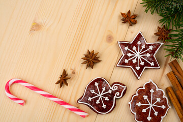 christmas background with gingerbread