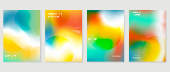 Fluid gradient background. Minimalist posters, cover, wall arts with colorful geometric shapes and liquid color. Modern wallpaper design for presentation, home decoration.  website and banner.