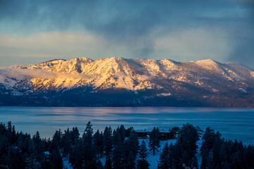 Winter landscape in Tahoe Lake, United States Of America