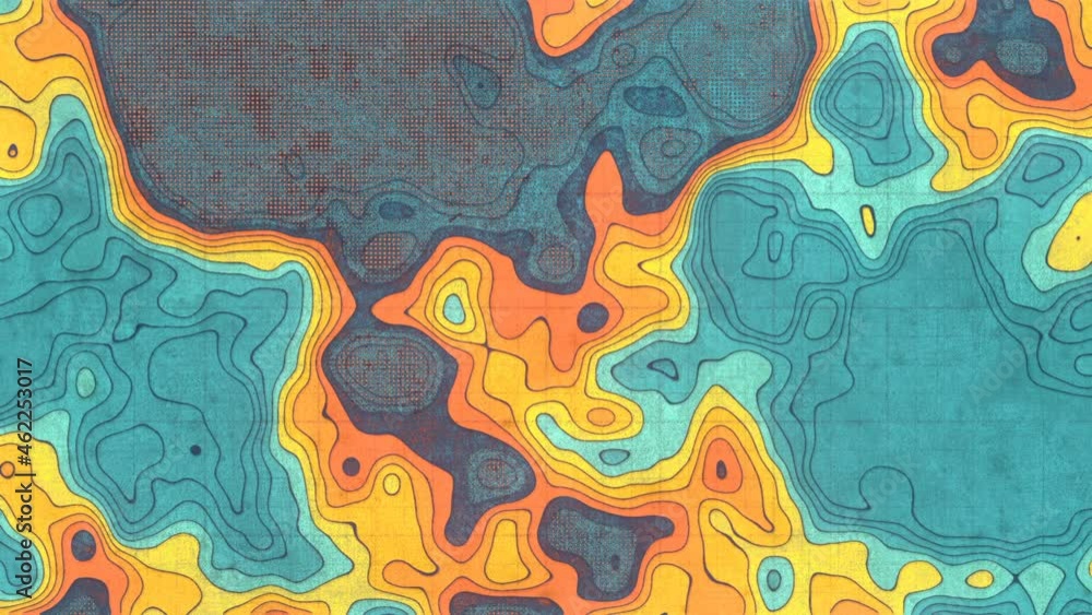 Poster Topographic map on worn surface 3d rendering loop animation HD