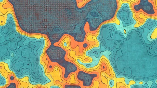 Topographic map on worn surface 3d rendering loop animation HD