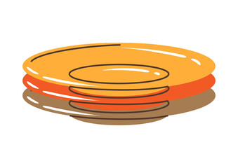 Illustration of plates stack. Stylized kitchen and restaurant utensil.