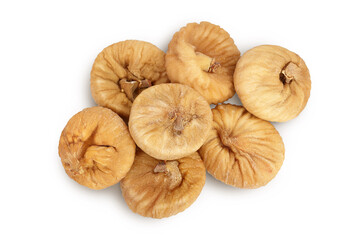 dried figs isolated on white background with clipping path and full depth of field. Top view. Flat lay