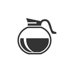 Coffee pot black icon in flat style. Vector