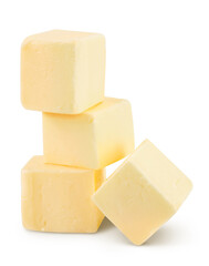 butter cube isolated on white background with clipping path and full depth of field