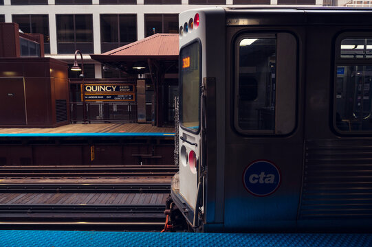 Chicago, Illinois - United States - October 22, 2020- Chicago Subway, Quincy station